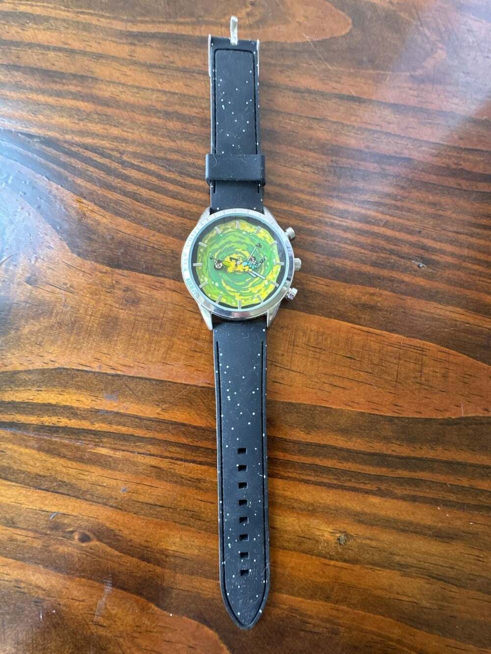 Accutime Rick and Morty Rotating Portal Watch Black Silicone Strap RAM9007HT